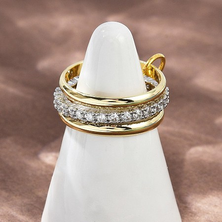 Brass Micro Pave Cubic Zirconia Finger Rings RJEW-D325-01PG-09-1