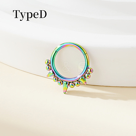 316 Surgical Stainless Steel Spike Hoop Nose Rings WG34C30-09-1