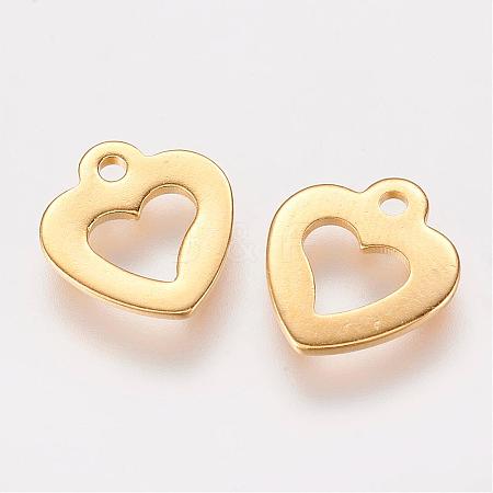 201 Stainless Steel Open Heart Charms STAS-P148-04G-1