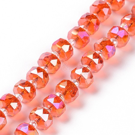 Transparent Electroplate Glass Beads Strands GLAA-E036-01B-1