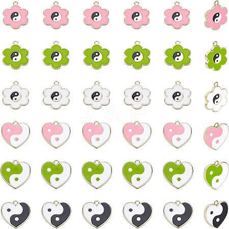  36Pcs 2 Style Rack Plating Alloy Enamel Pendants ENAM-NB0001-60-1