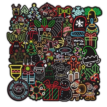 50Pcs Christmas PVC Self Adhesive Stickers XMAS-PW0001-197-1