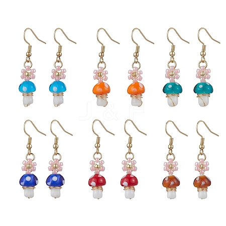 Handmade Lampwork Dangle Earrings EJEW-MZ00440-1