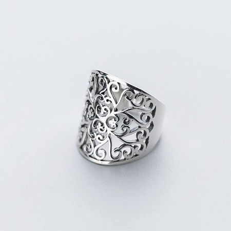 Hollow Out Flower Pattern Brass Cuff Rings for Women FS-WG0DDA6-01-1