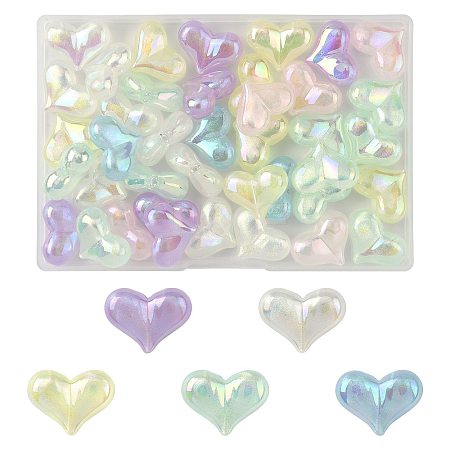 40Pcs UV Plating Rainbow Iridescent Acrylic Beads OACR-FS0002-25-1