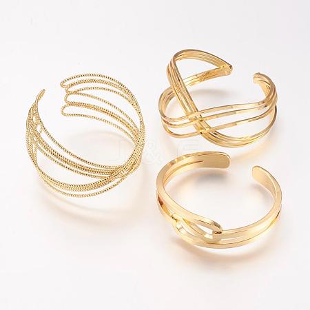 Brass Cuff Bangle BJEW-P168-D-1