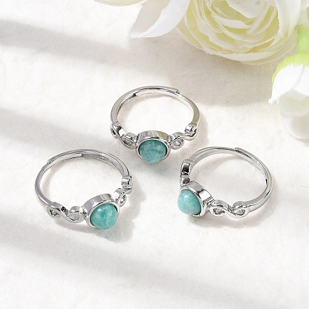 Natural Amazonite Finger Rings RJEW-A084-04P-08-1