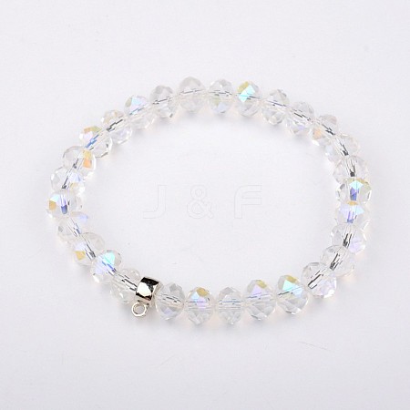 Glass Rondelle Bead Stretch Bracelets BJEW-JB01551-04-1
