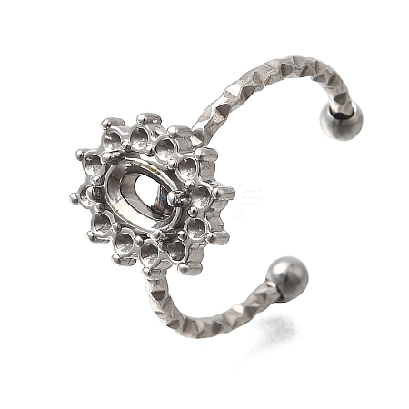 Oval 304 Stainless Steel Adjustable Cuff Ring Components STAS-H237-02A-P-1