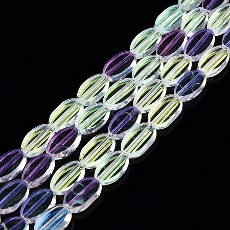Painted Transparent Glass Beads Strands GLAA-E033-06C-05-1