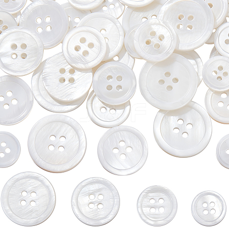 42Pcs 4 Styles 4-Hole Natural Shell Buttons SHEL-BBC0001-16-1