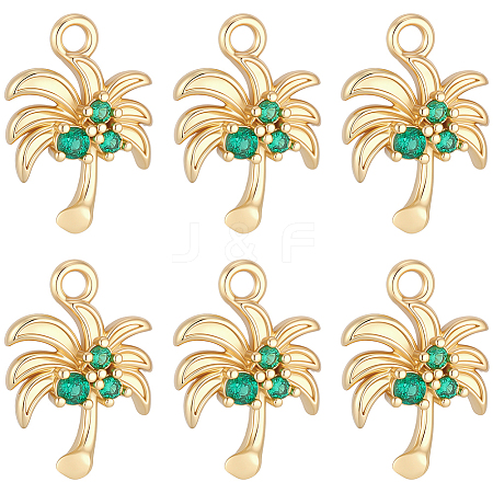 10Pcs Brass Micro Pave Cubic Zirconia Pendants KK-BBC0027-94-1