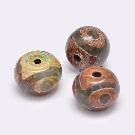 Tibetan Style 3-Eye dZi Beads TDZI-G009-B38-1