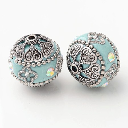 2PCS DIY Findings Round Handmade Grade A Rhinestone Indonesia Beads X-IPDL-S001-03-1