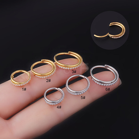 316L Surgical Stainless Steel Micro Pave Clear Cubic Zirconia Cross Hoop Nose Rings WG5C217-06-1