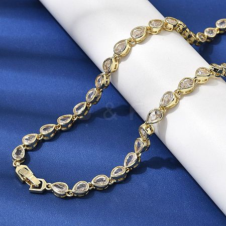 Brass Micro Pave Cubic Zirconia Geometric Tennis Necklaces NJEW-C121-02B-G-1