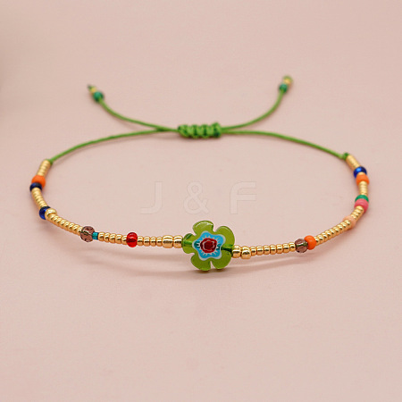 Glass Seed Beaded Braided Bead Bracelets GJ0220-4-1
