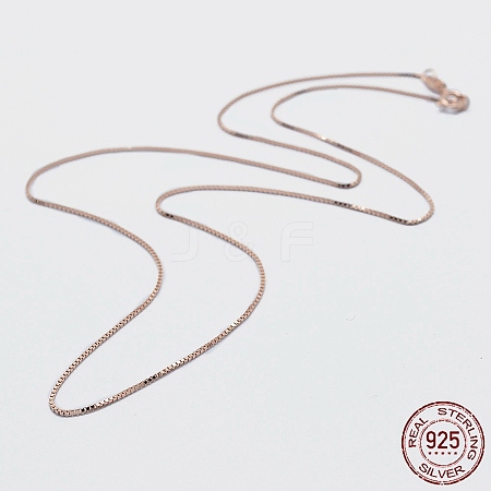 925 Sterling Silver Box Chain Necklaces STER-F039-40cm-04RG-1