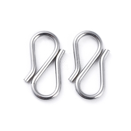 Non-Tarnish 304 Stainless Steel S Hook Clasps STAS-G199-01P-1