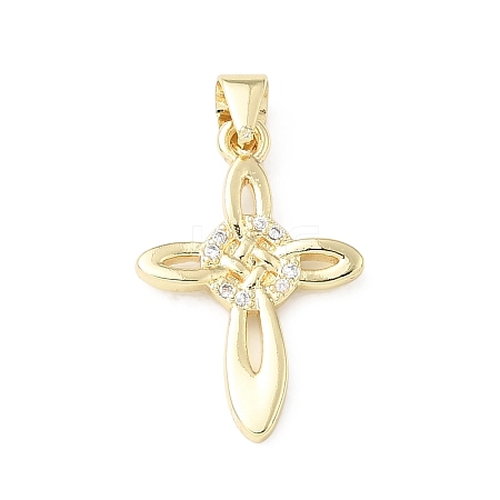Brass Micro Pave Clear Cubic Zirconia Pendants KK-E799-06C-G-1