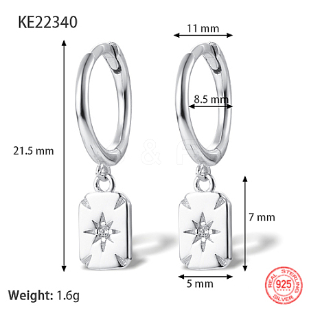 Anti-Tarnish Rhodium Plated Platinum 925 Sterling Silver Dangle Hoop Earrings for Women GN7396-5-1