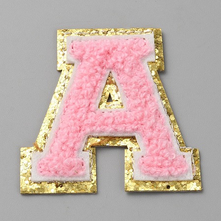 Letter A Computerized Towel Embroidery Cloth Self Adhesive Patches PATC-WH0007-37B-07-1