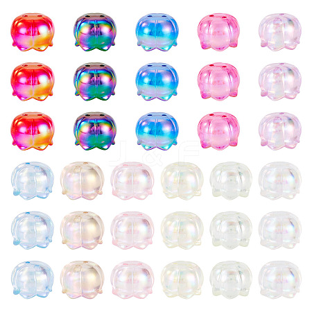 50Pcs UV Plated Transparent Acrylic Bead Caps TACR-TA0001-74-1