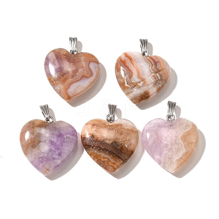 Natural Amethyst Lace Agate Pendants G-A244-08D-1