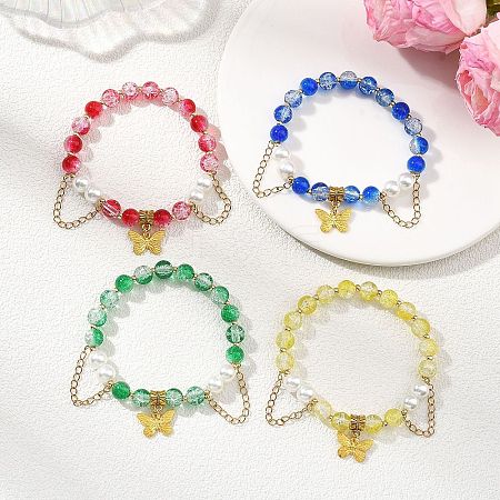 Alloy Butterfly Charm Bracelets BJEW-JB14139-1