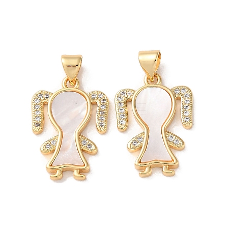 Brass Micro Pave Clear Cubic Zirconia Pendants KK-B083-28A-G-1
