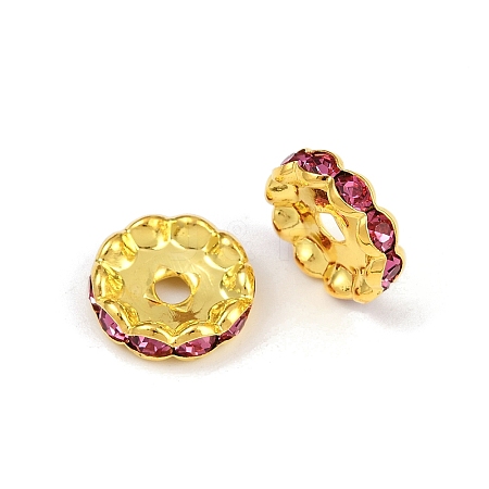 Brass Rhinestone Spacer Beads RB-A014-L12mm-27G-1