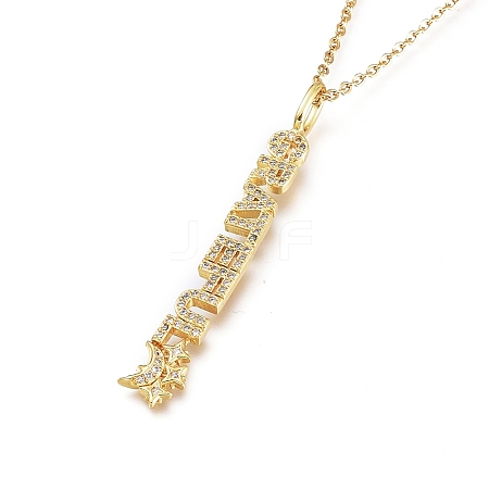 Brass Micro Pave Clear Cubic Zirconia Pendant Necklaces NJEW-L146-29G-1