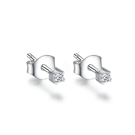 Fashionable Sterling Silver Clear Cubic Zirconia Stud Earrings MX3560-1-1