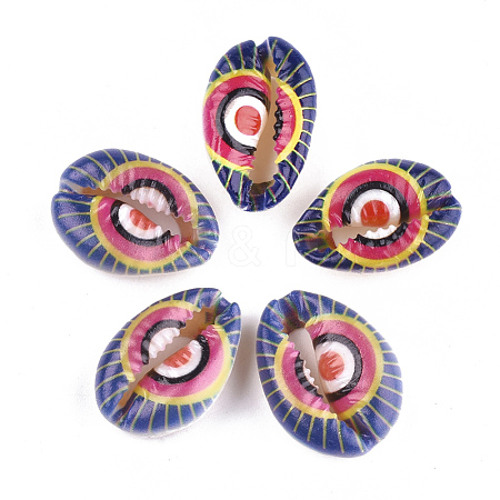 Printed Cowrie Shell Beads X-SSHEL-T007-15A-1