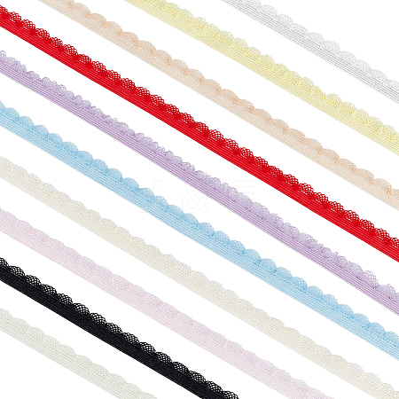 20 Yards 10 Colors Nylon Pleated Elastic Mesh Lace Ribbon OCOR-BC0009-32-1