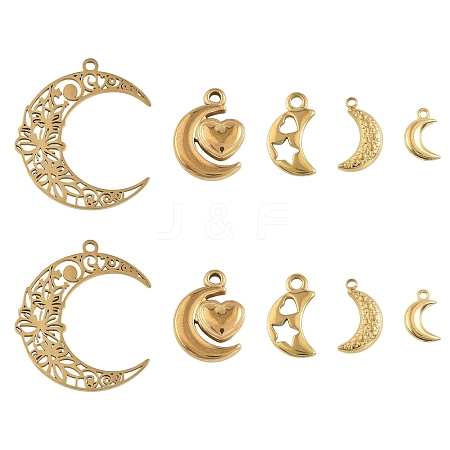 5Pcs 5 Styles Ion Plating(IP) 304 Stainless Steel Pendants STAS-YW0003-61-1