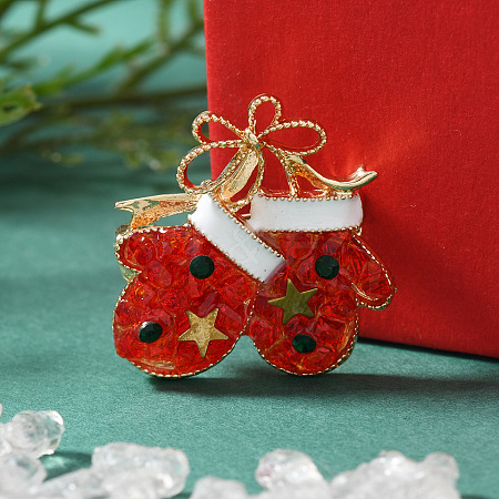 Christmas Alloy Rhinestone Lapel Pins for Backpack Clothes JEWB-C052-01C-KCG-1