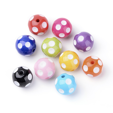 Mixed Opaque Acrylic Round Beads X-SACR-S146-18mm-M-1