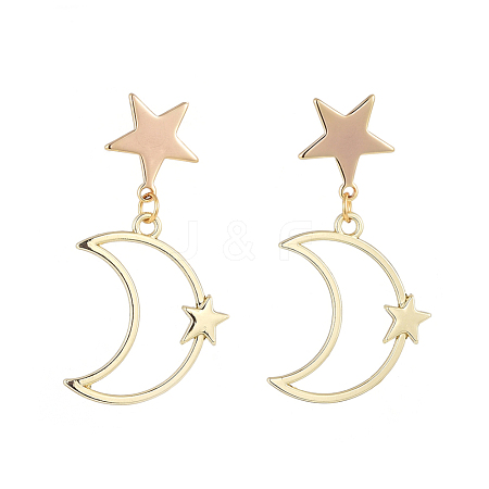 Star & Moon Dangle Stud Earrings EJEW-JE04062-01-1