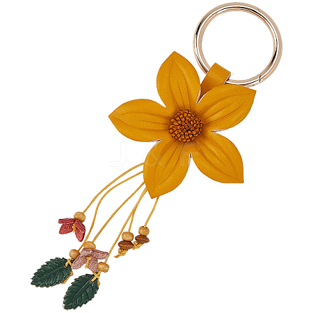 Leather and Alloy Keychain HJEW-WH20022-04A-04-1