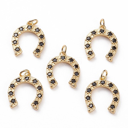 Brass Micro Pave Black Cubic Zirconia Pendants X-KK-C100-14G-1