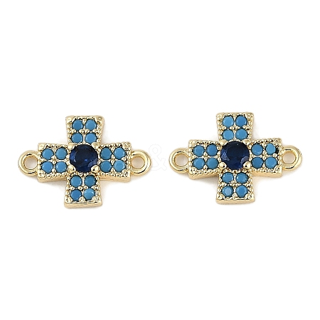 Brass Blue Cubic Zirconia Connector Charms KK-I719-01G-1