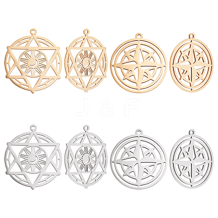 Unicraftale 8Pcs 4 Style Ion Plating(IP) 201 Stainless Steel Pendants STAS-UN0033-03-1