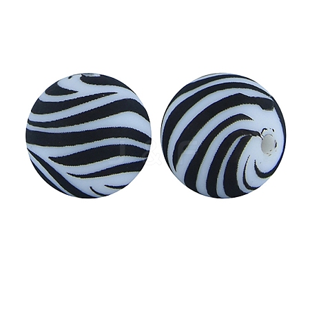 Round with Zebra-Stripe Food Grade Silicone Beads PW-WG66974-17-1