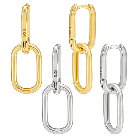 4 Pairs 2 Colors Brass Hoop Earrings EJEW-PH0001-48-1