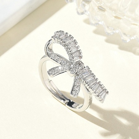 Brass & Clear Cubic Zirconia Finger Rings CU-CBA7E55-08P-1