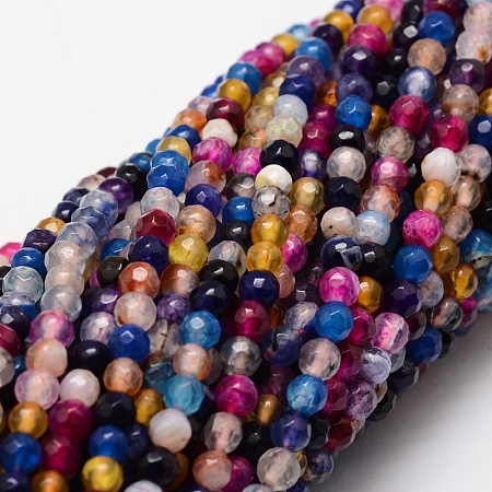 Faceted Natural Agate Round Beads Strands X-G-E318C-4mm-01-1