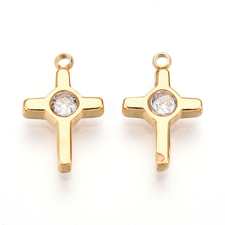 Ion Plating(IP) 304 Stainless Steel Micro Pave Cubic Zirconia Charms STAS-N110-01B-G-1