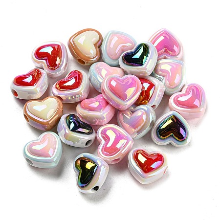 UV Plating Rainbow Iridescent Acrylic Beads X-PACR-I003-01-1