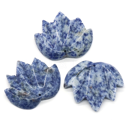 Natural Blue Spot Jasper Autumn Maple Leaf Pendants PW-WG36930-05-1